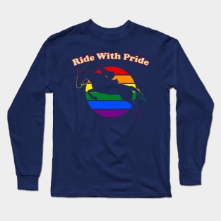 Ride With Pride - LGBTQ Retro Sunset Hunter Jumper Long Sleeve T-Shirt